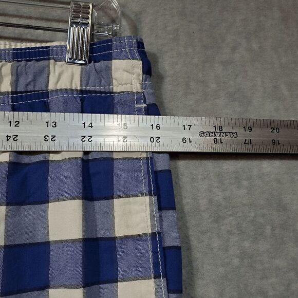 Hollister Shorts Mens Small Blue Check Bermuda Logo High Waist Drawstring - Picture 5 of 10